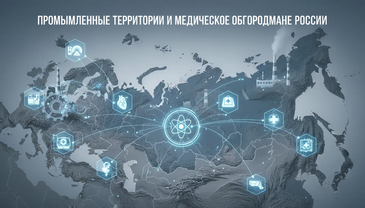 карта российских регионов, промышленные территории, медицинское оборудование